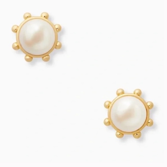 kate spade Jewelry - Kate Spade Flying Colors Pearl and Gold Stud Earrings